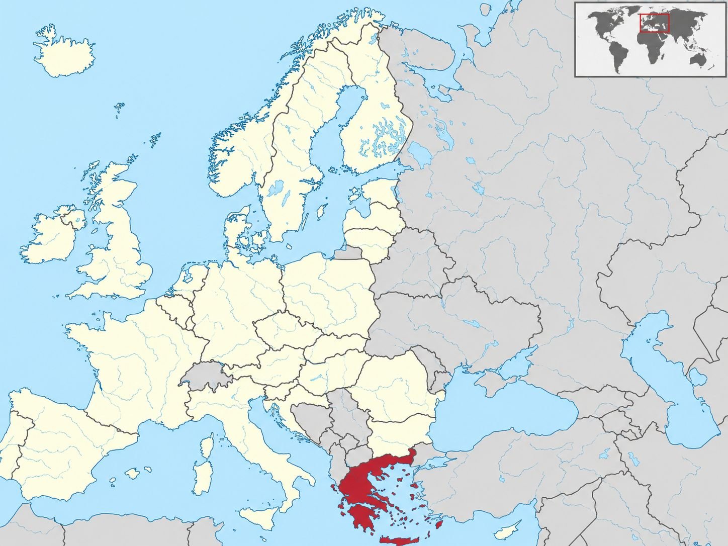 Graikija Europos žemėlapyje